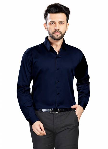Outluk 1427 Office Wear Cotton Satin Mens Shirt Collection 1427-NAVY BLUE